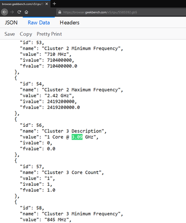 ...with code pointing to the presence of the Snapdragon 865+ processor. (Source: Geekbench 5)