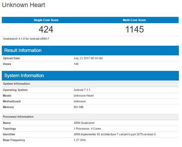 Snapdragon 212 Geekbench scores.