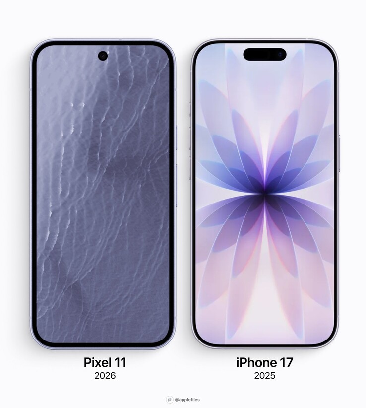 Google Pixel 11 vs Apple iPhone 17 display bezels.