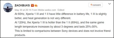 Battery life. (Image source: Weibo - machine translated)