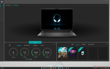 Alienware Command Center home screen