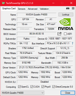 GPU-Z Nvidia Quadro P4000