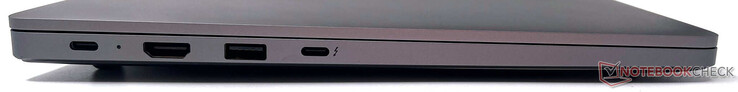 Left: USB 3.1 Gen1 Type-C port, HDMI 1.4-out, USB 3.2 Gen1 Type-A, Thunderbolt 4