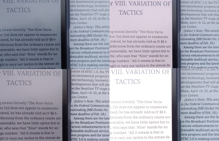 Kaleido 3 vs magazine. Shaded window. (Backlight at level 0, 16, 25, and 32.)