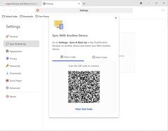 DuckDuckGo Sync &amp; Backup feature in action (Source: Own)