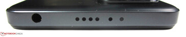 On the top: IR blaster, microphone, 3.5-mm audio jack