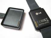 LG G Watch smartwatch back and charging cradle