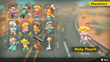 Mario Kart World character selection (image source: screenshot, Nintendo of America)