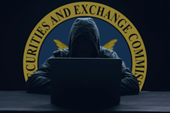 The SEC's X account was hacked earlier this week, resulting in fake news about Bitcoin ETFs being spread. (Image via Shutterstock and SEC, w/ edits)