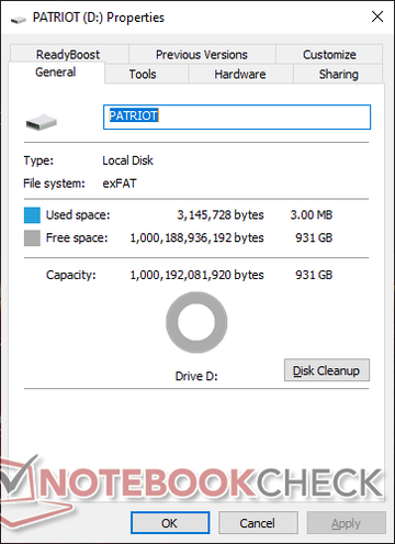 Actual usable space is 931 GB