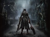 Official Bloodborne key art showing the Hunter standing in the streets of Yharnam