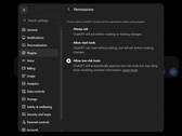 Screenshot of ChatGPT settings, Plugins, Permissions with the options Always ask, Allow read tools and Allow low-risk tools