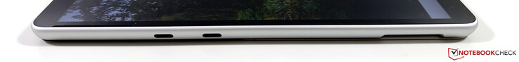 Left: 2x USB-C 4.0 with Thunderbolt 4 (40 Gbit/s, DisplayPort Alt. Mode 1.4, Power Delivery)