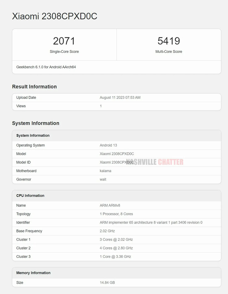 One of the putative Fold 3's more impressive new Geekbench listings. (Source: Geekbench via Nashville Chatter)