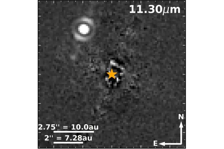 A coronagraphic image showing Epsilon Indi Ab.