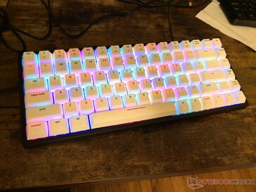 The per-key RGB lights do not shine through the symbols on any key cap