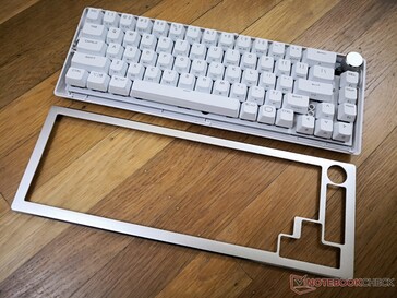 Keyboard with aluminum top removed. The top is awkward to snap off and on