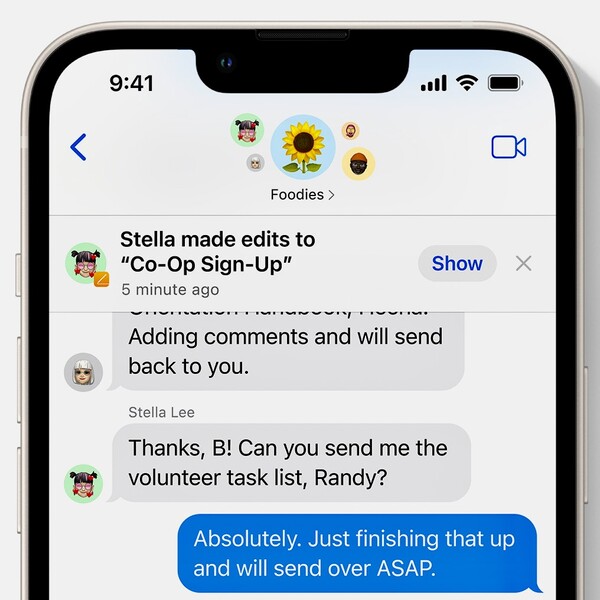 In iOS 16, iMessage gains one-tap access for collaboration and SharePlay sessions. (Image source: Apple)