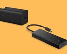 HP 65W GaN wall charger and portable USB-C 4K HDMI hub shown side by side (Image source: HP)