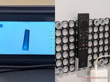 Scanned TCL remote and 3D printed holder.
