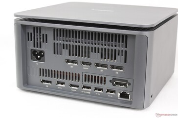 Rear: AC power, 4x DisplayPort 1.4a, 2x USB-A (5 Gbps), 2x USB-A (10 Gbps), RJ-45, HDMI 2.1a FRL, HDMI 2.1 TMDS