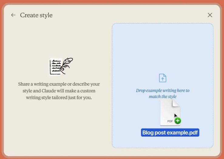Claude AI can now emulate the author writing styles in submitted documents. (Image source: Anthropic)