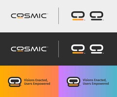 System76 presents the logo of its Cosmic Desktop in different variations (Image: System76).