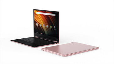 Lenovo Yoga A12 Android convertible tablet rose gold option - laptop mode and closed lid