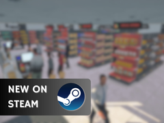 Supermarket Simulator will be available for $14.99 until June 26. Pictured - a screenshot from the game with the Steam logo and the text &quot;New on Steam&quot; overlaid on top. (Image source: Steam - Edited)