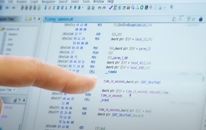 The piece of code which calls the system time, making the password generation process not so random. (Source: Joe Grand via YouTube)