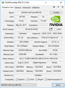 Huawei MateBook 13 GeForce MX150 (25 W '1D10' version)