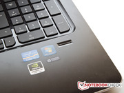 A fingerprint reader protects the laptop from unauthorized access.