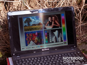 The notebook can be used outdoors depending on where the sun is.