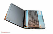 The opening angle of the netbook is quite wide.