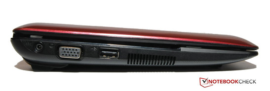 Left Side: Power Adapter, VGA, USB 2.0