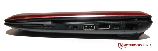 Right Side: Card-reader, Audio, 2x USB 2.0, Kensington, LAN