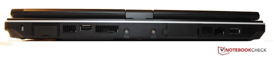 Back: Kensington Lock, UMTS module, USB 2.0, VGA, LAN, USB 2.0