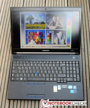 The Samsung notebook is well-suited for outdoors use as it has an anti-glare display and high brightness.