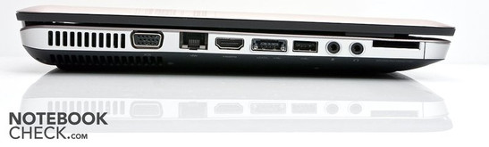 Left: VGA, RJ45 (LAN), HDMI, USB/e-SATA, USB 2.0, 2 audios