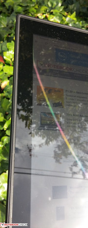 Maximum brightness outdoors. Glossy display makes visibility difficult