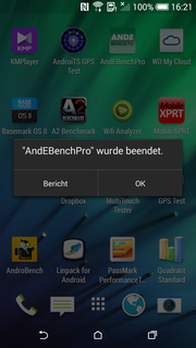 AndEBench Pro crashed when we tried to run it.