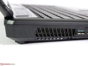 The cooling fan vents out one side...