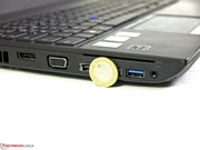 Dell's Precision M3800 is just as thick as the base unit of the Tecra W50.