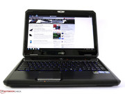 The colored keyboard backlight, the glossy finish, and accent stripes don't quite fit in.