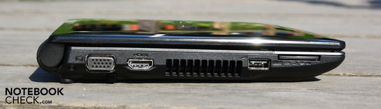 Left: VGA, HDMI, USB, card reader