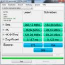 AS SSD benchmark: 260/164 MB/s read/write