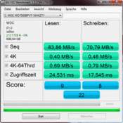 AS SSD: 84/71MB/s read/write