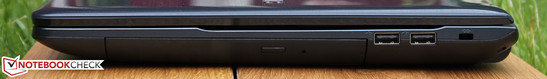 Right side: DVD-burner, 2x USB 2.0, Kensington Lock