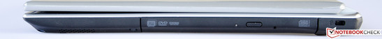 Right: DVD±RW optical drive, Kensigton Lock