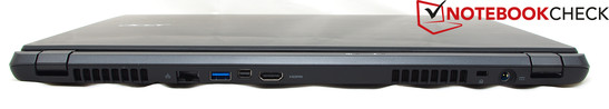 Most of the interfaces are located on the rear. Right to left: Gigabit LAN, USB 3.0, Lighting Port, HDMI, Kensington slot and power socket.
